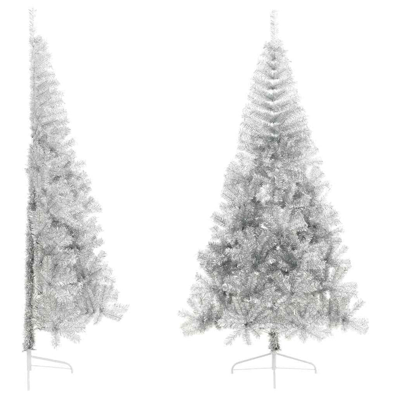 Vidaxl Kunstkerstboom Half con una tapa estándar de 240 cm de color plateado