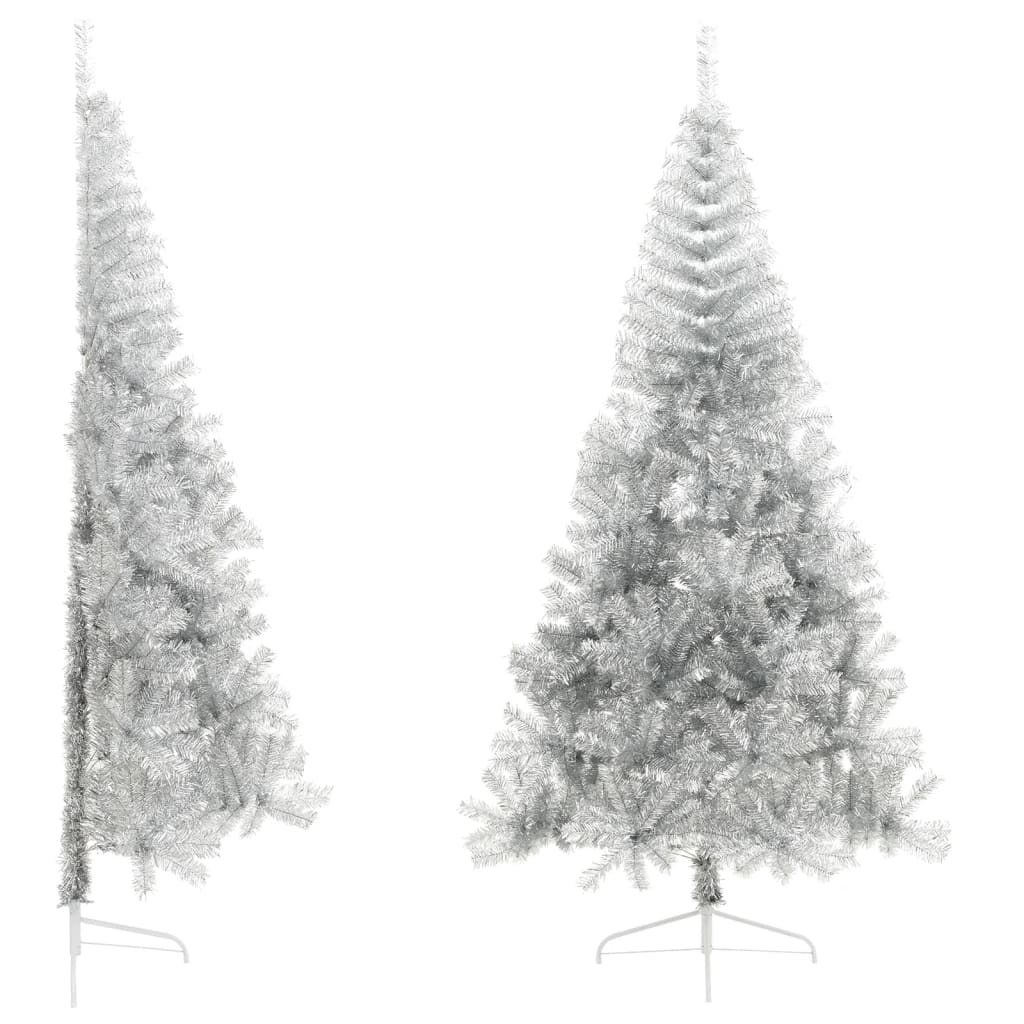 Vidaxl Kunstkerstboom Half con una tapa estándar de 240 cm de color plateado