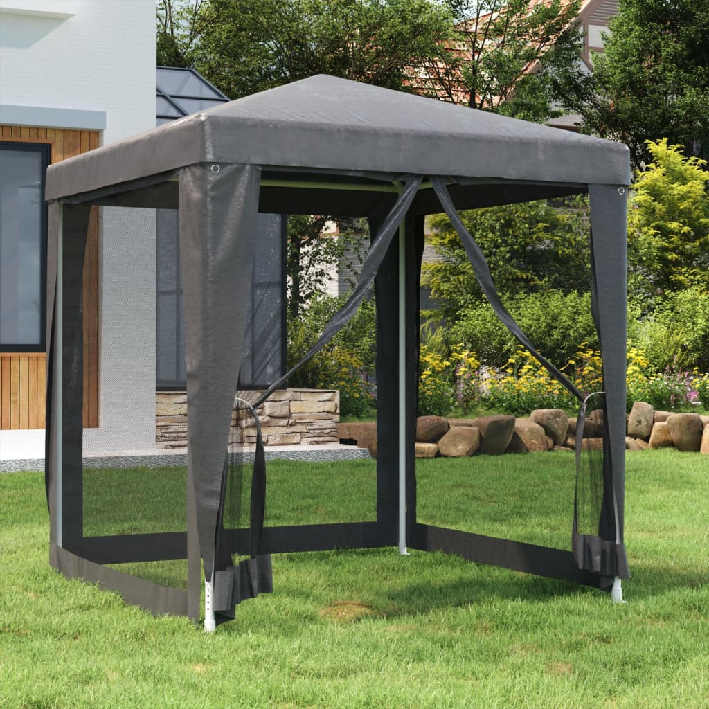 Tenda da festa Vidaxl con pareti laterali a 4 mesh 2x2 M HDPE antracite -lorato