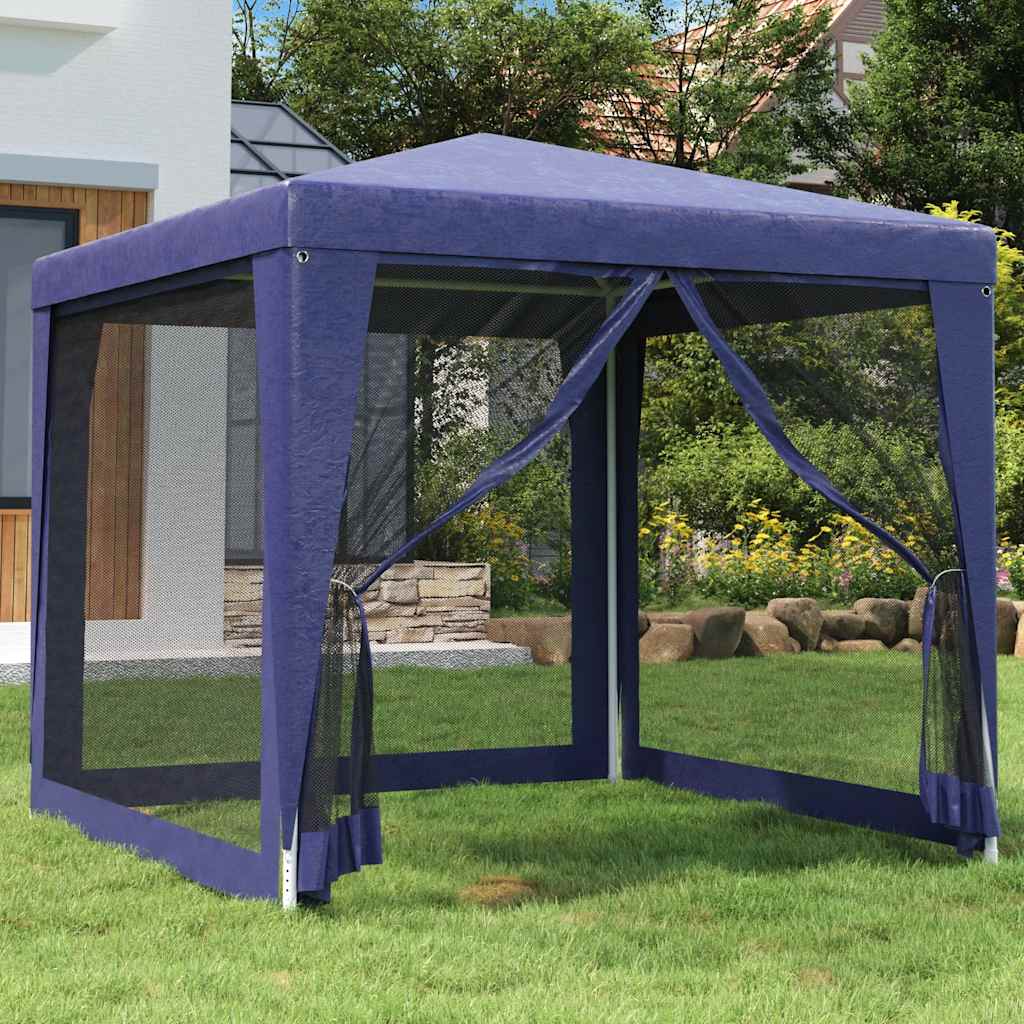 Tenda per feste Vidaxl con pareti laterali a 4 mesh 2,5x2,5 m HDPE blu