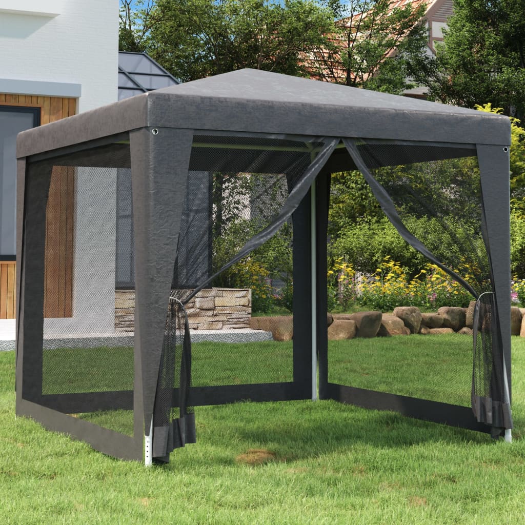 Tenda per feste Vidaxl con pareti laterali a 4 mesh 2,5x2,5 M Antracite HDPE