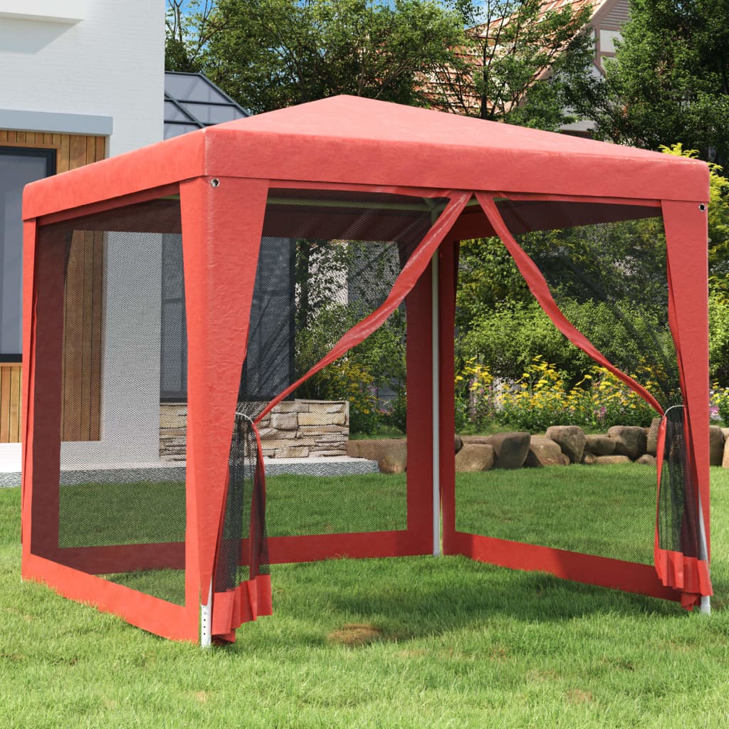 Tenda per feste Vidaxl con pareti laterali a 4 mesh 2,5x2,5 m hdpe rosse