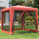 Tenda per feste Vidaxl con pareti laterali a 4 mesh 2,5x2,5 m hdpe rosse