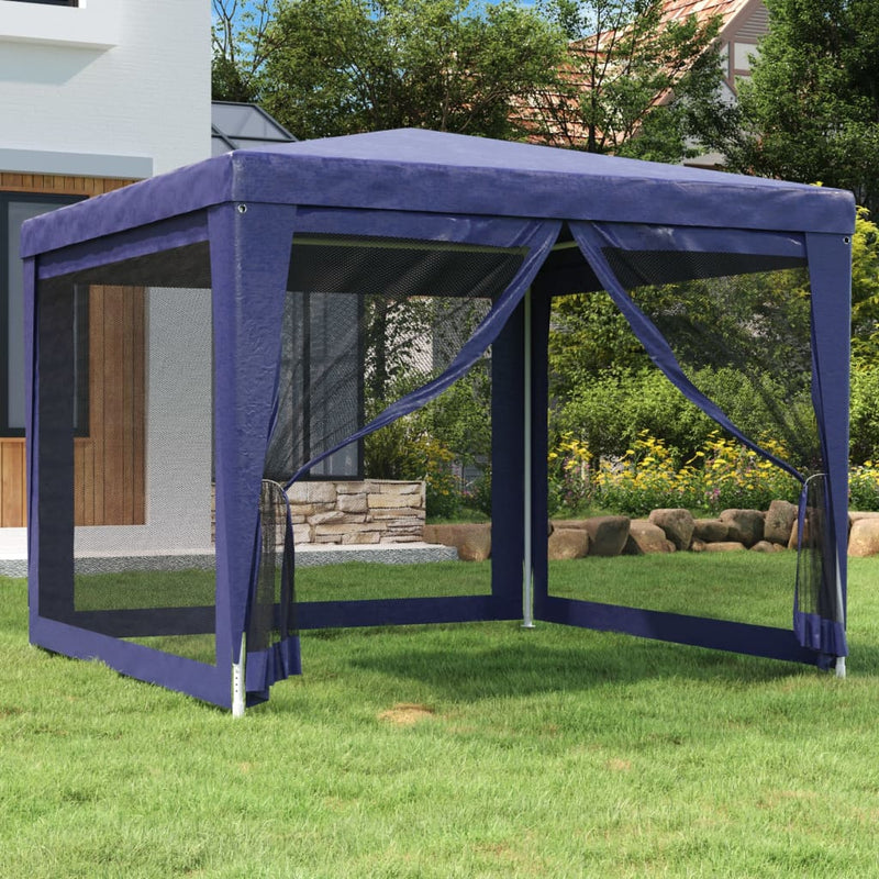 Tenda da festa Vidaxl con pareti laterali a 4 mesh 3x3 m HDPE BLU