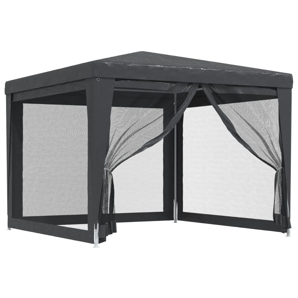 Tienda de fiesta Vidaxl con 4 paredes laterales de malla 3x3 M HDPE -antracita
