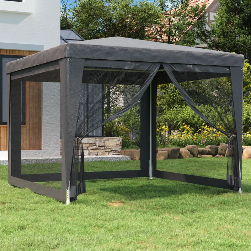 Tienda de fiesta Vidaxl con 4 paredes laterales de malla 3x3 M HDPE -antracita