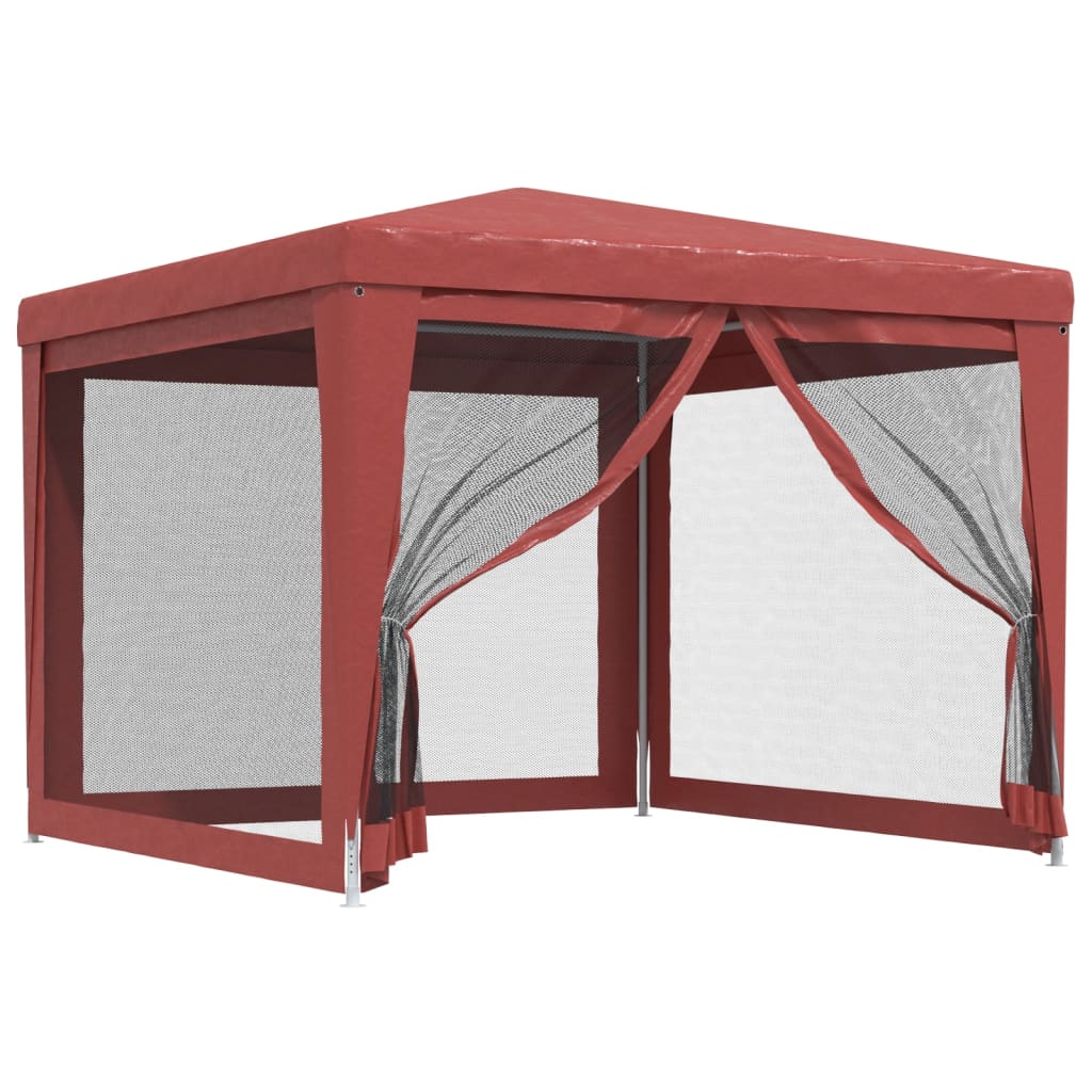 Tenda per feste Vidaxl con pareti laterali a 4 mesh 3x3 m hdpe rosse