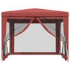 Tienda de fiesta Vidaxl con 4 paredes laterales de malla 3x3 M HDPE RED