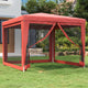 Tenda per feste Vidaxl con pareti laterali a 4 mesh 3x3 m hdpe rosse