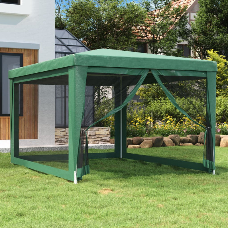 Tienda de fiesta Vidaxl con 4 paredes laterales de malla 3x4 M HDPE GREEN