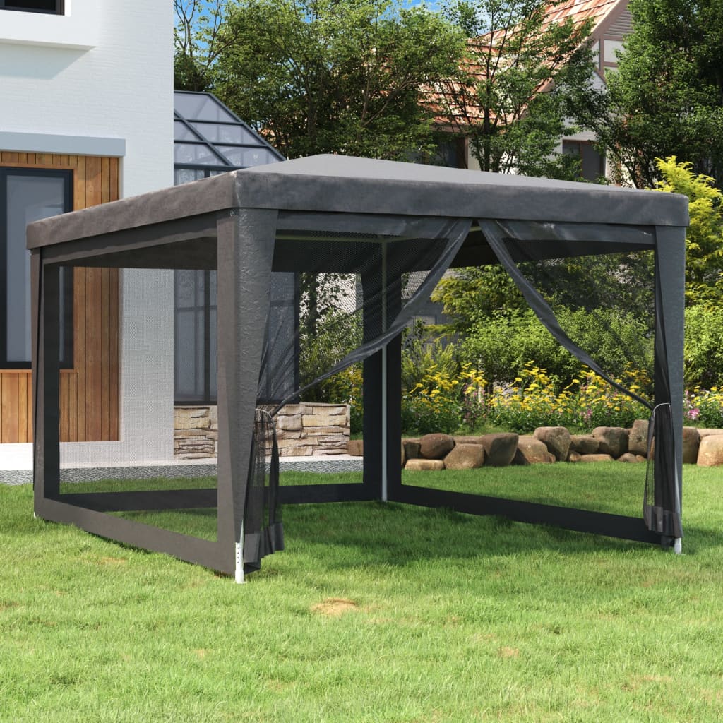 Tenda per feste Vidaxl con pareti laterali a 4 mesh 3x4 m HDPE antracite -Collorato