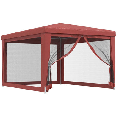 Tenda da festa Vidaxl con pareti laterali a 4 mesh 3x4 m hdpe rosse