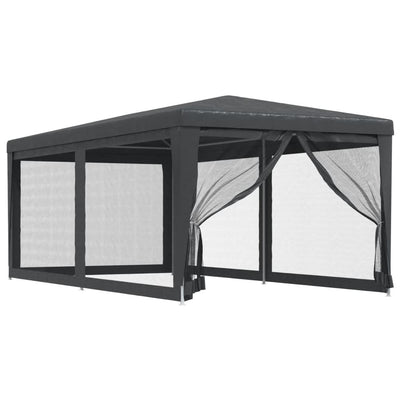 Tenda per feste Vidaxl con 6 pareti laterali a maglie 3x6 m HDPE antracite -Collorato