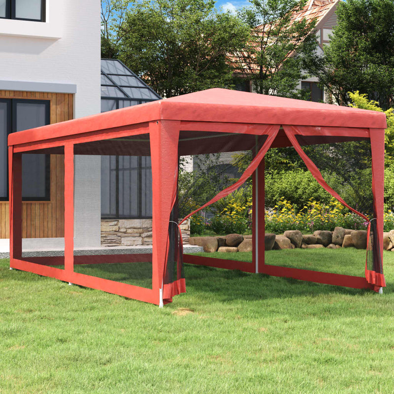 Tienda de fiesta Vidaxl con 6 paredes laterales de malla 3x6 M HDPE RED