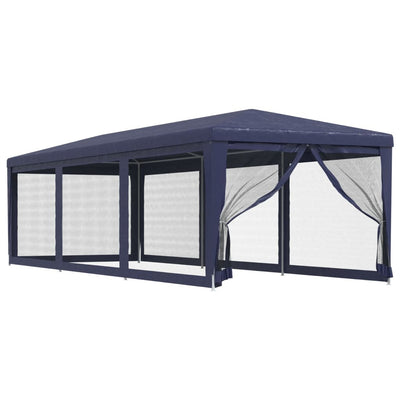 Tenda per feste Vidaxl con 8 pareti laterali a rete 3x9 m HDPE blu