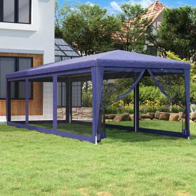Tenda per feste Vidaxl con 8 pareti laterali a rete 3x9 m HDPE blu
