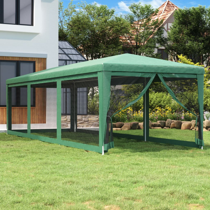 Tienda de fiesta Vidaxl con 8 paredes laterales de malla 3x9 M HDPE GREEN