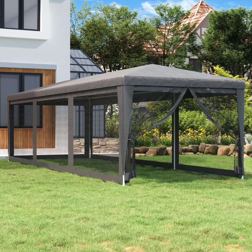 Tenda per feste Vidaxl con 8 pareti laterali a rete 3x9 M HDPE antracite -lorato