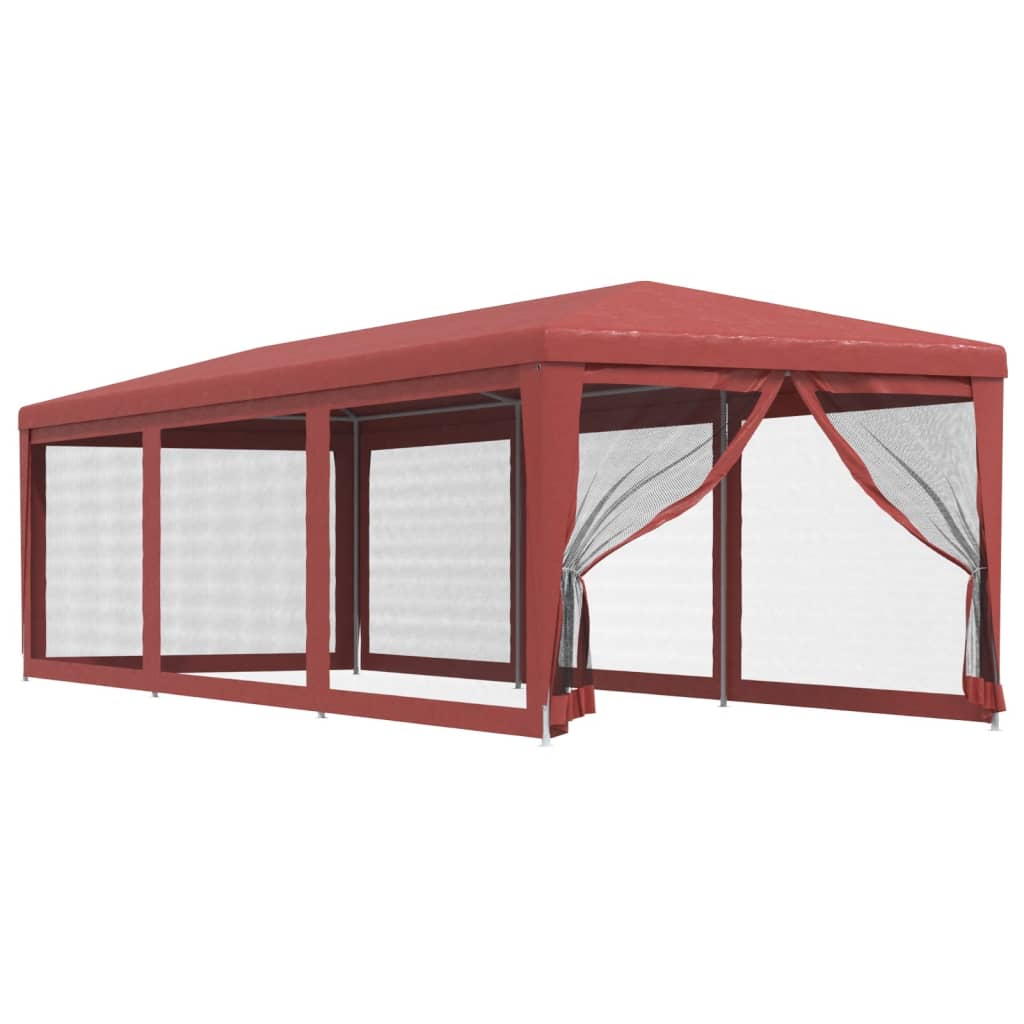 Tienda de fiesta Vidaxl con 8 paredes laterales de malla 3x9 M HDPE RED