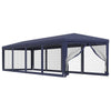 Tienda de fiesta Vidaxl con 10 paredes laterales de malla 3x12 M HDPE Azul