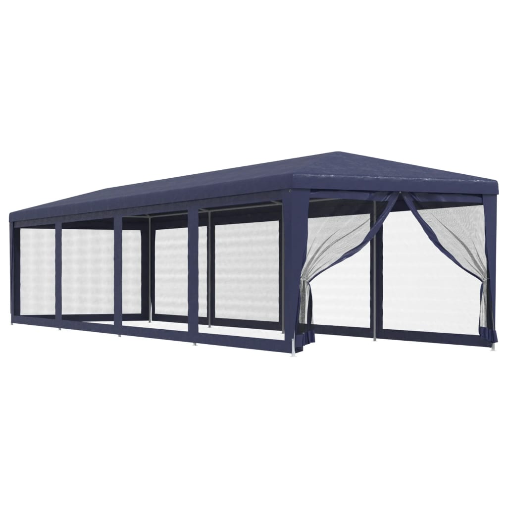 Tienda de fiesta Vidaxl con 10 paredes laterales de malla 3x12 M HDPE Azul