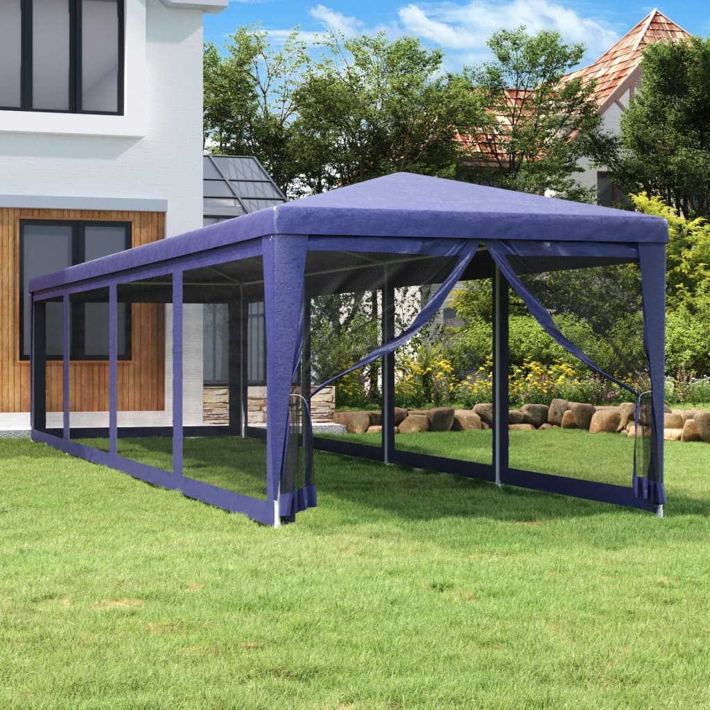 Tenda per feste Vidaxl con pareti laterali da 10 mesh 3x12 m HDPE BLU