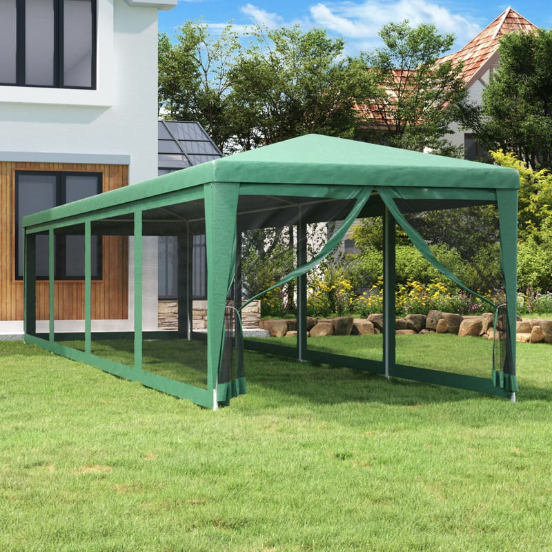 Tienda de fiesta Vidaxl con 10 paredes laterales de malla 3x12 M HDPE GREEN