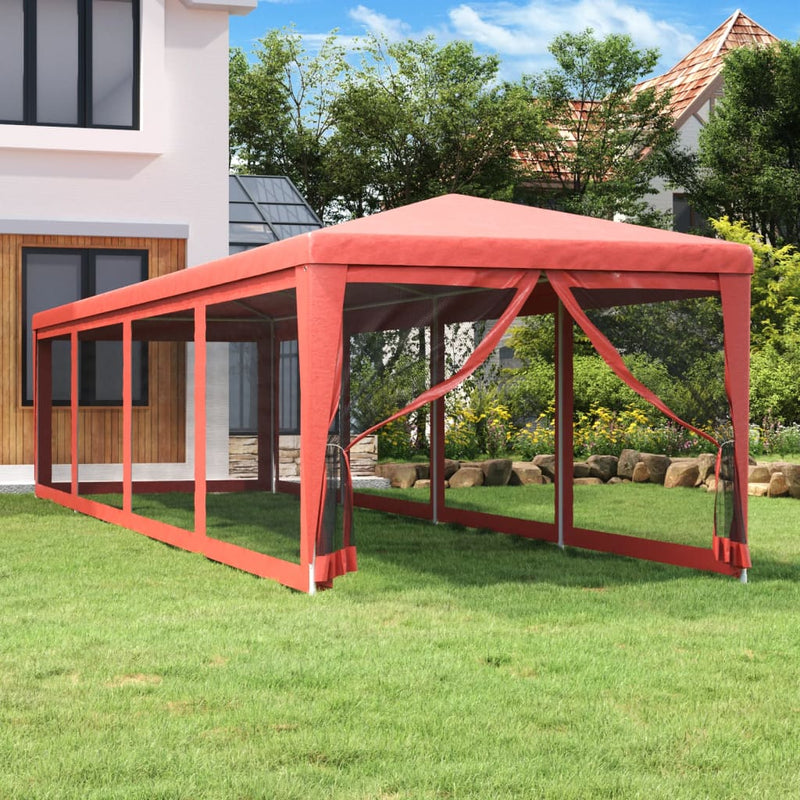 Tienda de fiesta Vidaxl con 10 paredes laterales de malla 3x12 M HDPE RED