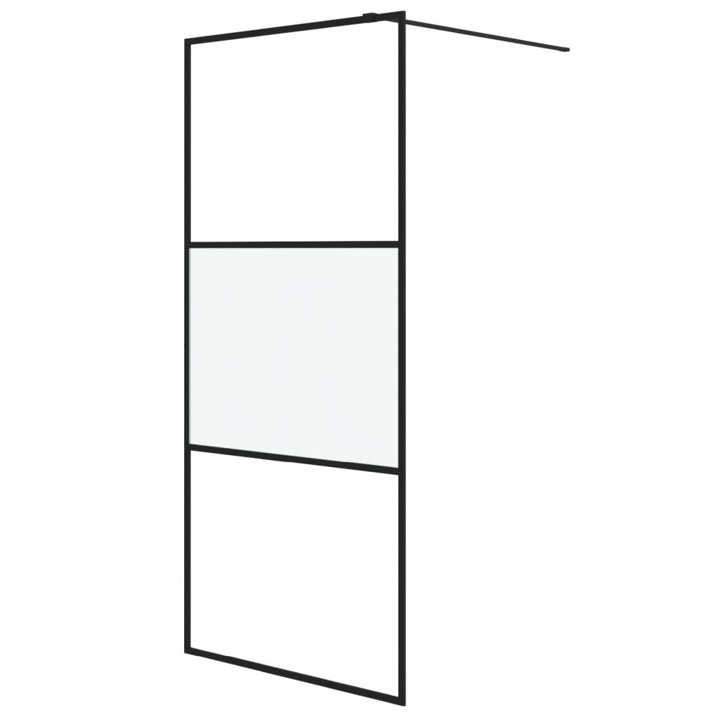 Vidaxl inloopdouchewand 90x195 cm halfmat esg-glas zwart