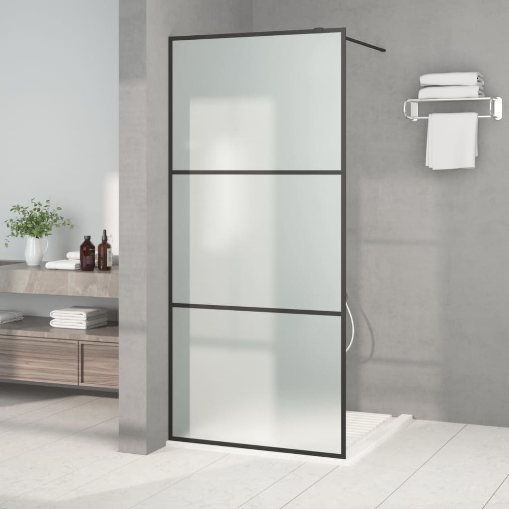 Vidaxl inloopdouchewand 90x195 cm mat esg-glas zwart