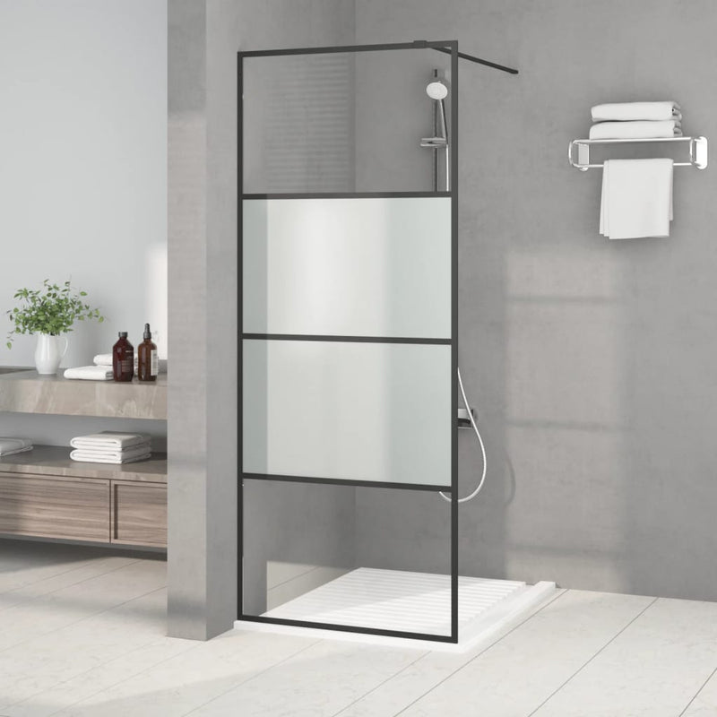 Vidaxl Walk-In Shower Mall 80x195 cm Halfmat ESG Glass Negro