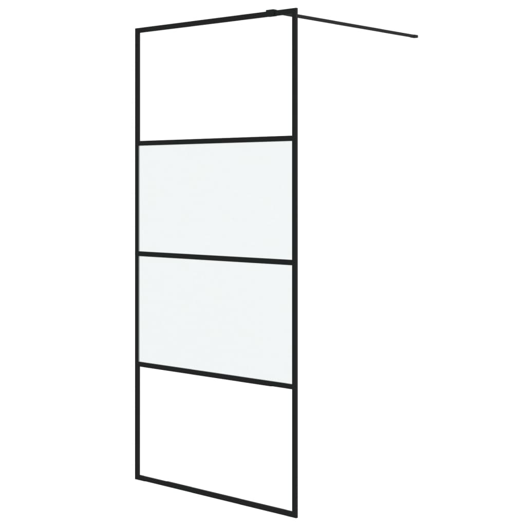 Vidaxl Walk-In Shower Mall 90x195 cm Half-Mat ESG Glass Negro