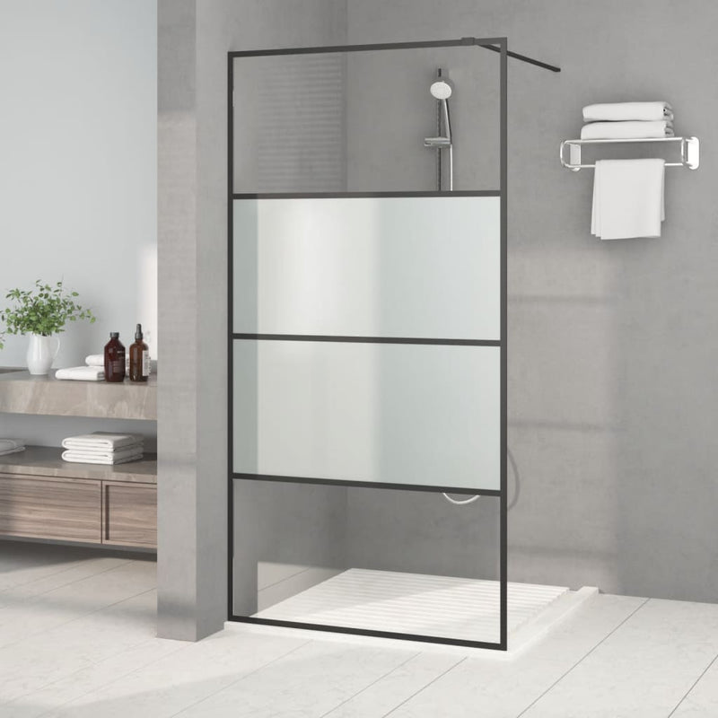 Vidaxl Walk-In Shower Mall 100x195 cm Halfmat ESG Glass Negro