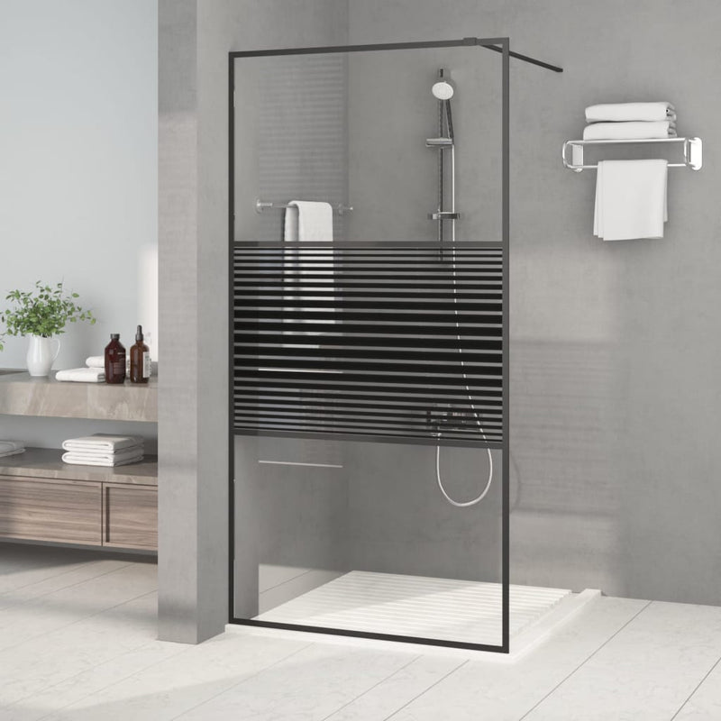 Vidaxl Walk-In Shower Wall 100x195 cm Glass trasparente ESG nero