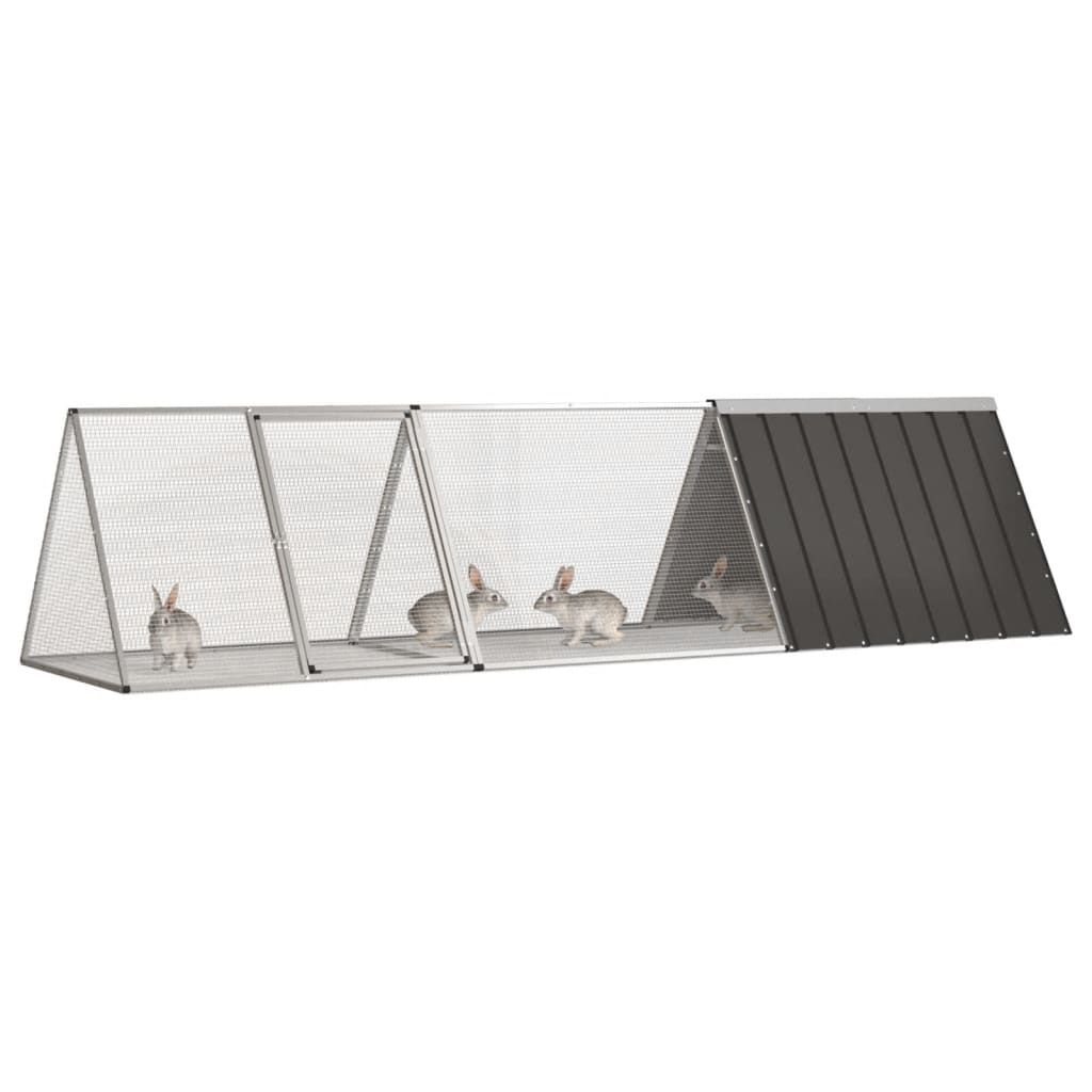 Gabbia per conigli VidaXL antracite 302,5x80,5x71 cm in acciaio zincato