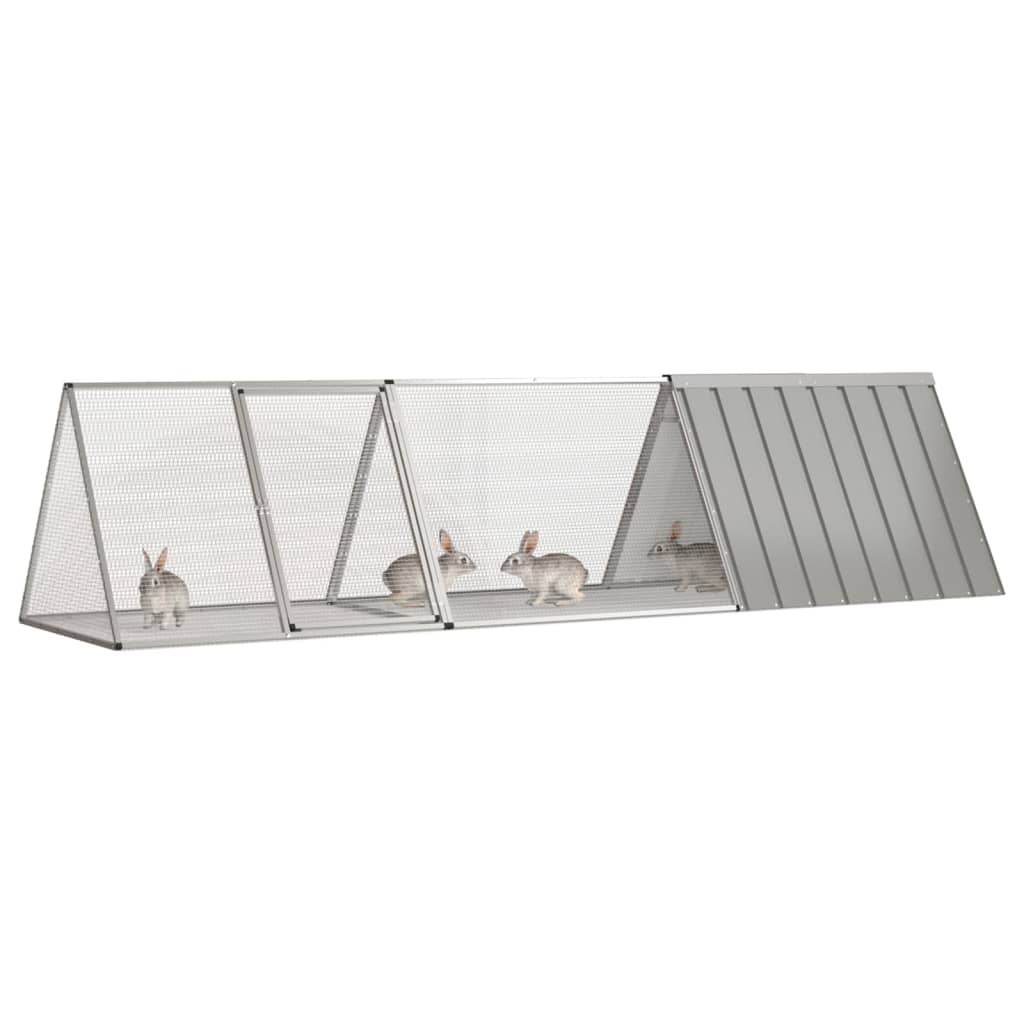 Gabbia per conigli Vidaxx grigia 302,5x80,5x71 cm in acciaio zincato