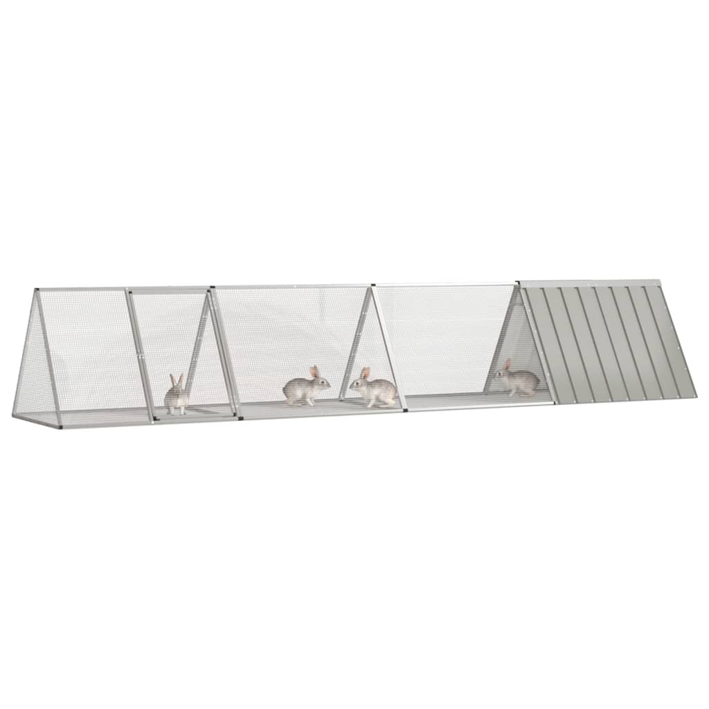 Conejera vidaxxl 403,5x80,5x71 cm acero galvanizado gris