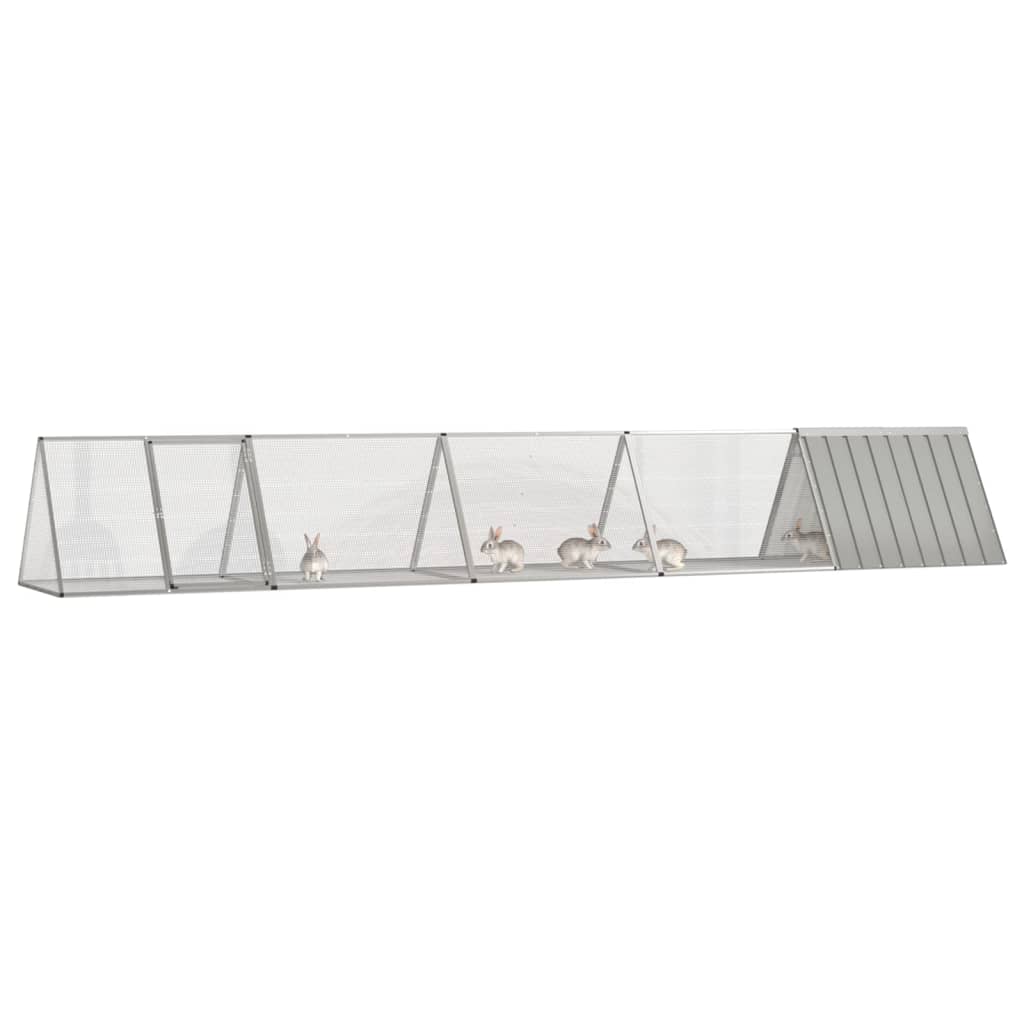 Conigliera Vidaxxl 504,5x80,5x71 cm acciaio zincato grigio