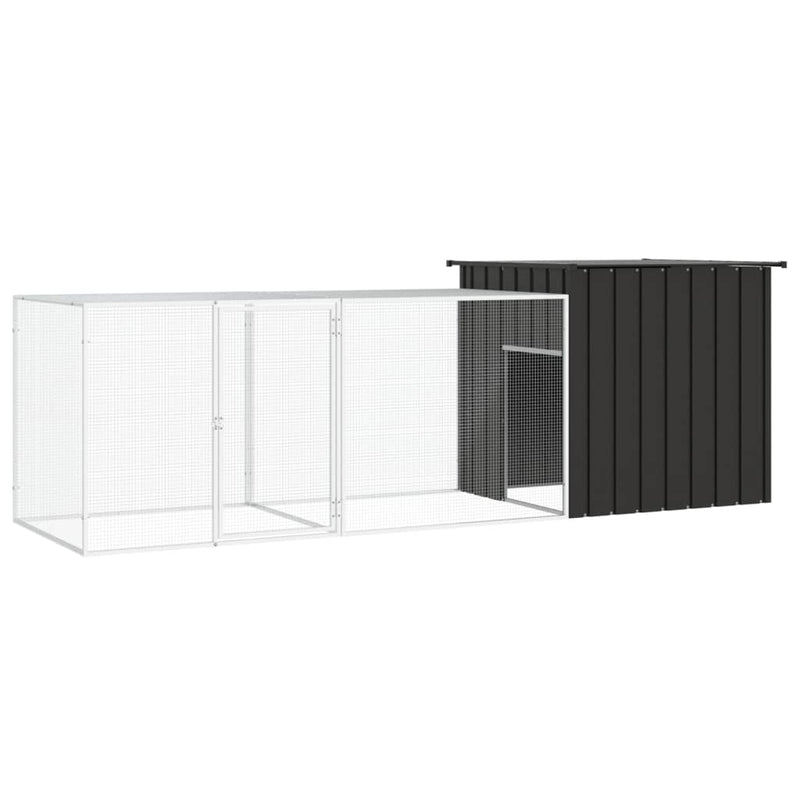 Vidaxl Chicken Coop 300x91x100 cm de acero galvanizado antracita