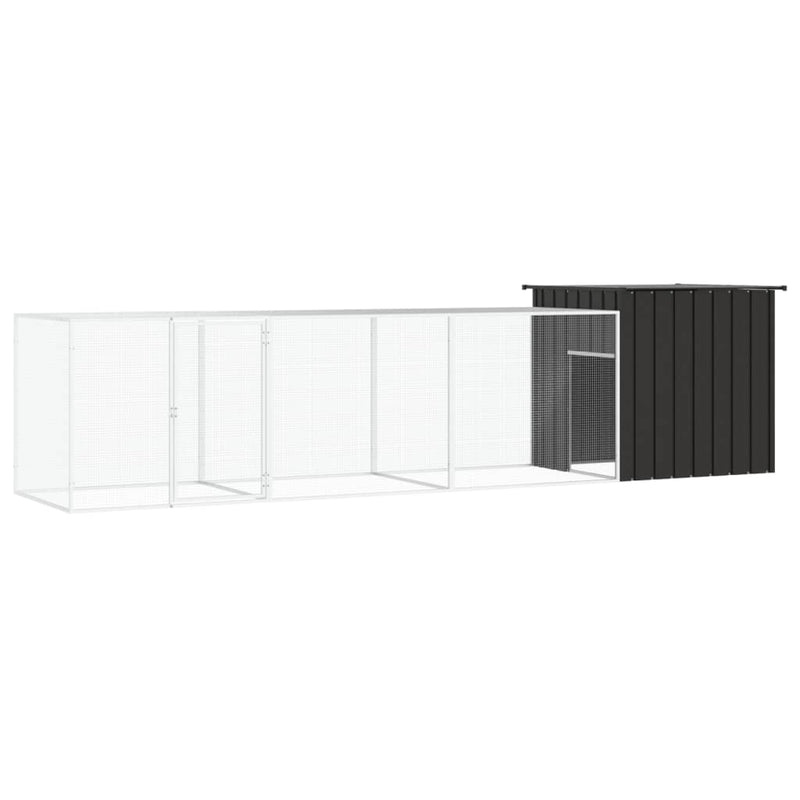 Vidaxl Chicken Coop 400x91x100 cm de acero galvanizado antracita