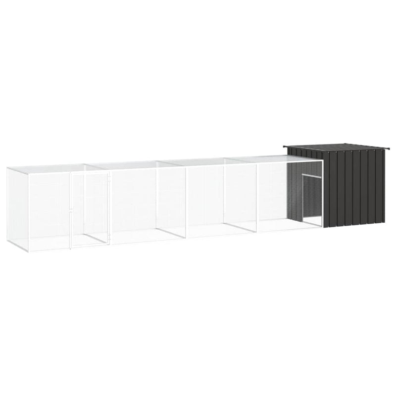 Vidaxl Chicken Coop 500x91x100 cm de acero galvanizado antracita