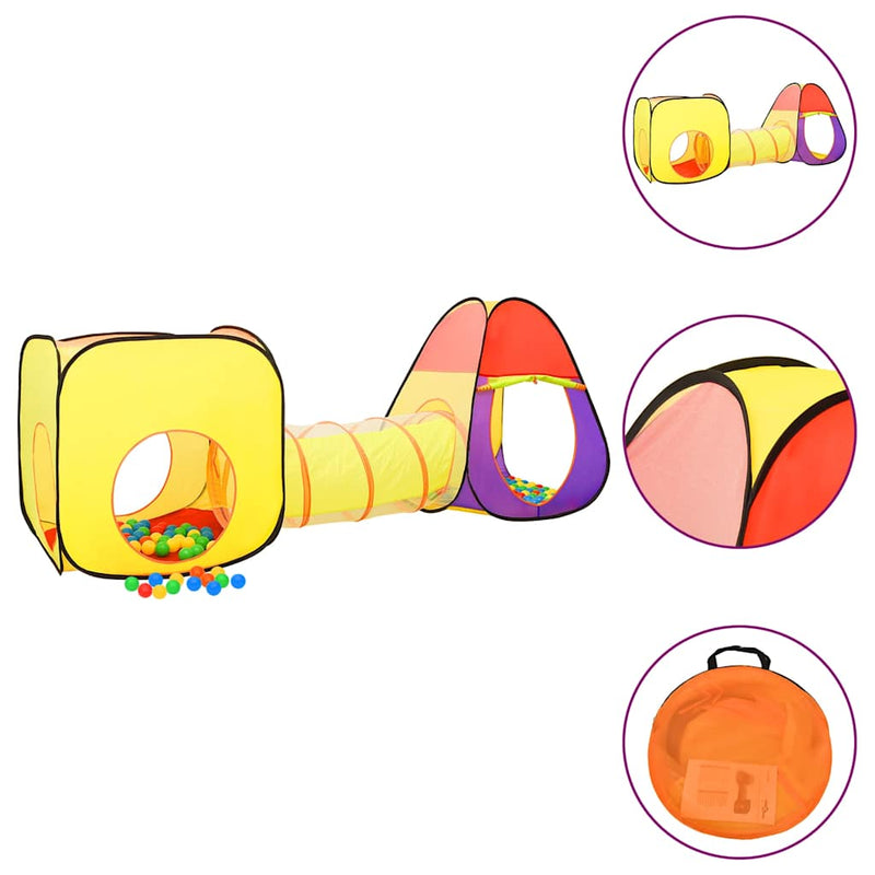 Tienda de juego para niños Vidaxl con 250 bolas de 255x80x100 cm de color multicolor