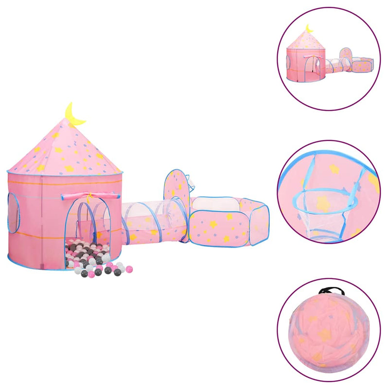 Tienda de juego para niños Vidaxl con 250 bolas 301x120x128 cm rosa
