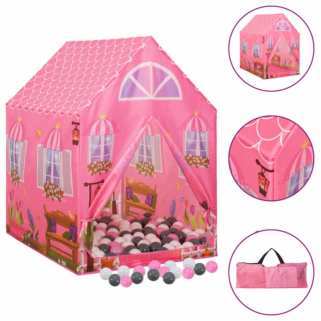 Vidaxl Children's Play Tent con 250 bolas 69x94x104 cm rosa