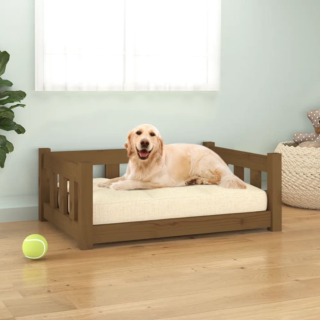 Vidaxl Dog Basket 75.5x55.5x28 cm Miele di pino solido marrone