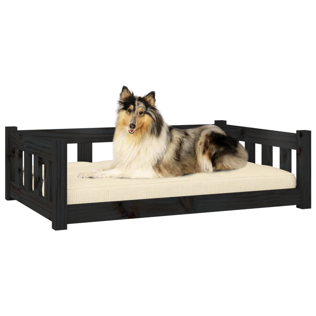Canasta de perros de Vidaxl 95.5x65.5x28 cm de pino sólido negro