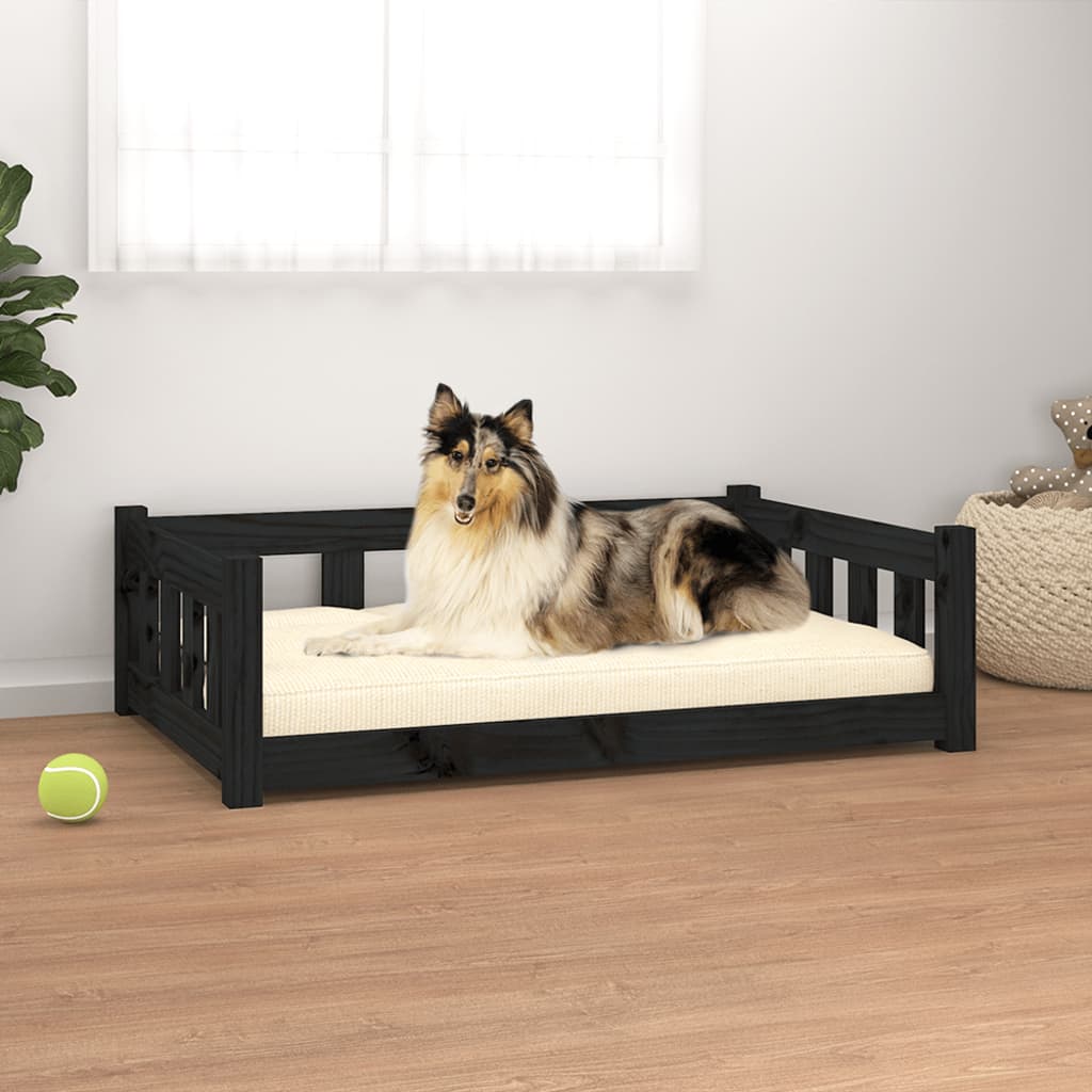 Canasta de perros de Vidaxl 95.5x65.5x28 cm de pino sólido negro