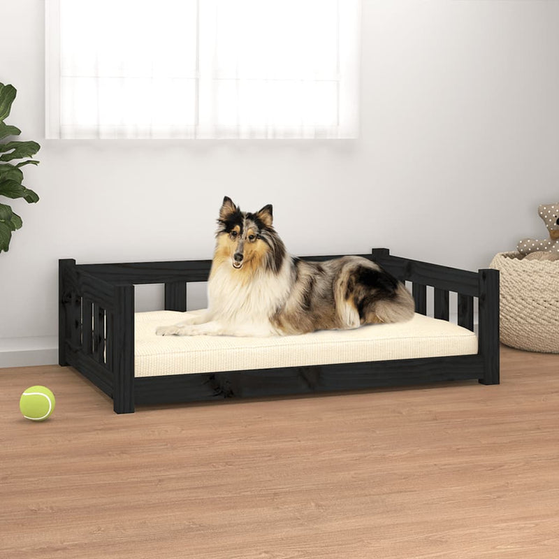 Canasta de perros de Vidaxl 95.5x65.5x28 cm de pino sólido negro