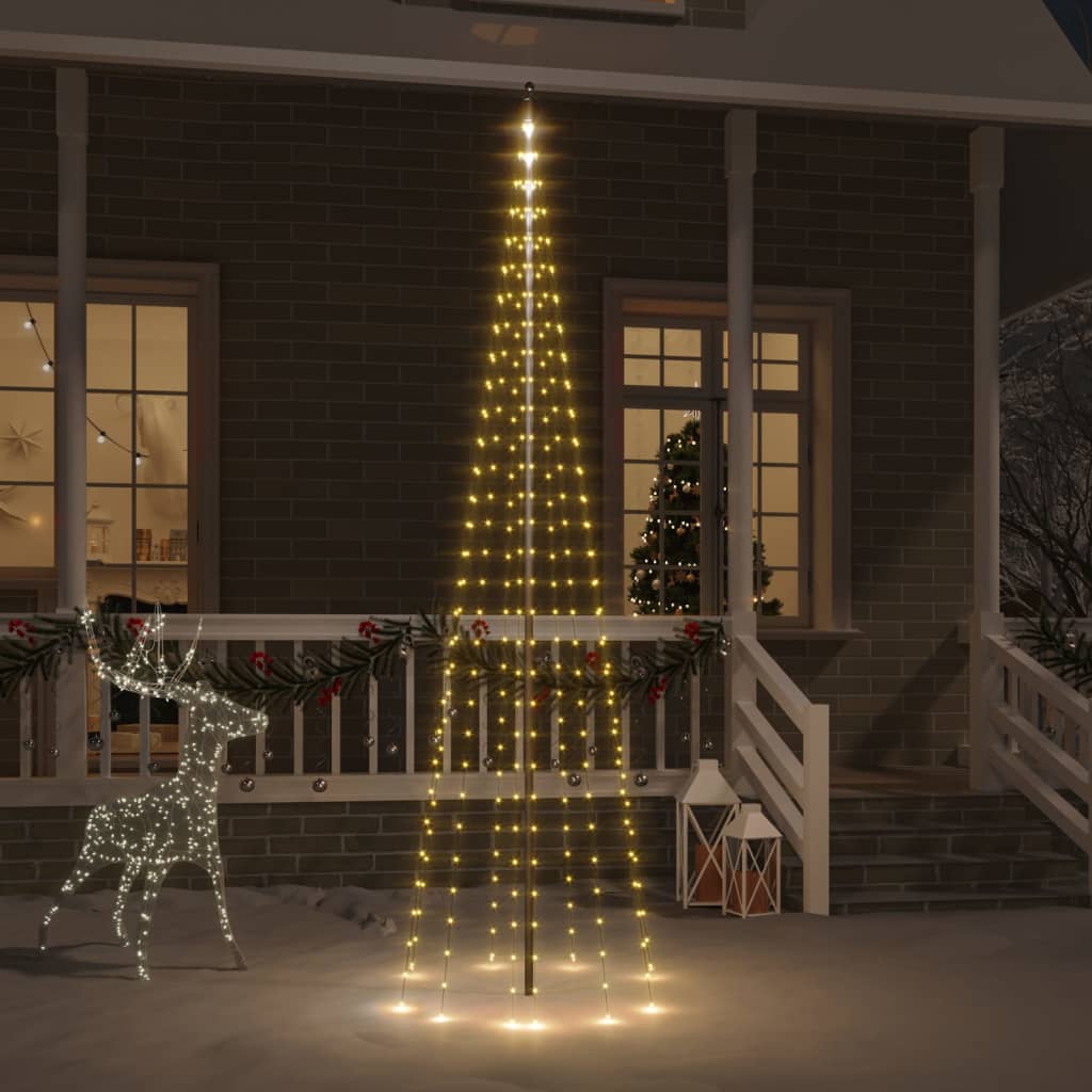 Vidaxl Flagpole Christmas Tree 310 LED White White 300 cm