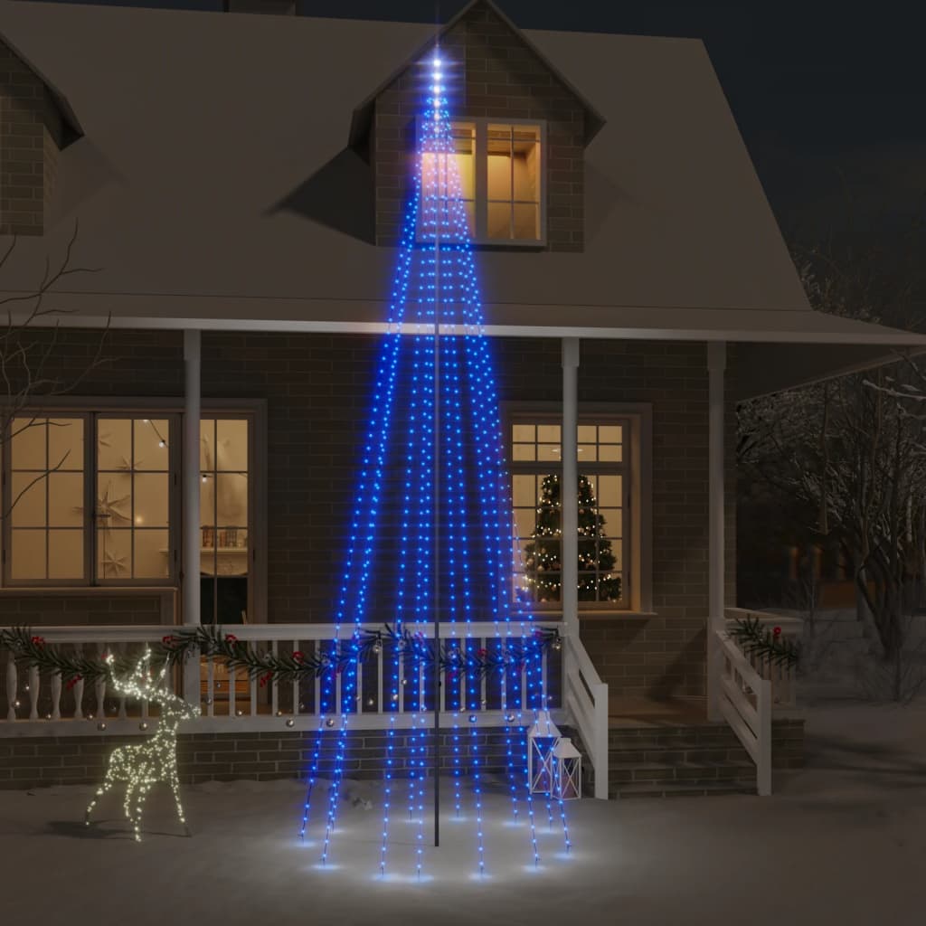 Vidaxl Flagpole Christmas Tree 732 LED Blu 500 cm
